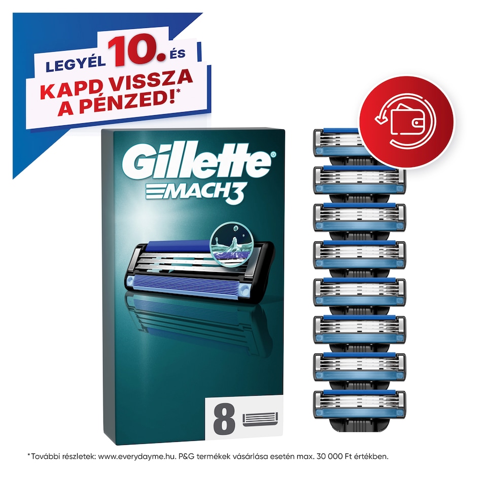 Gillette Mach3 Borotvabetétek Férfi Borotvához, 8 db Borotvabetét 1. kép