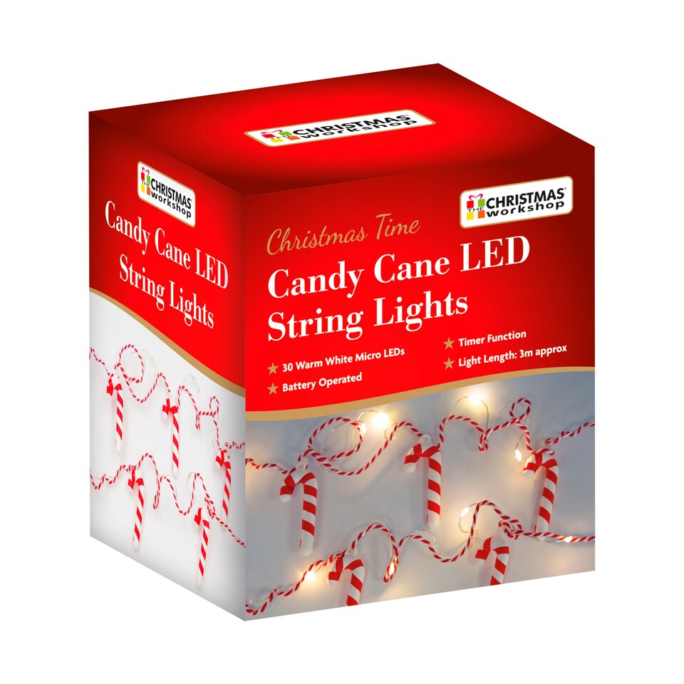 Christmas Candy Cane Led String Lights Tesco Groceries