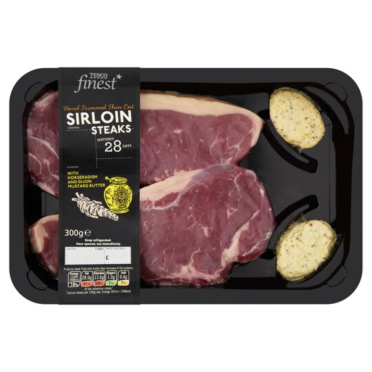 T.FIN 2 SIRLOIN STEAK WITH MSTRD & H/RADISH 300G Tesco Groceries