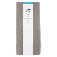 Tesco Home Easy Care Jersey Grey Sheet 160 x 200 cm