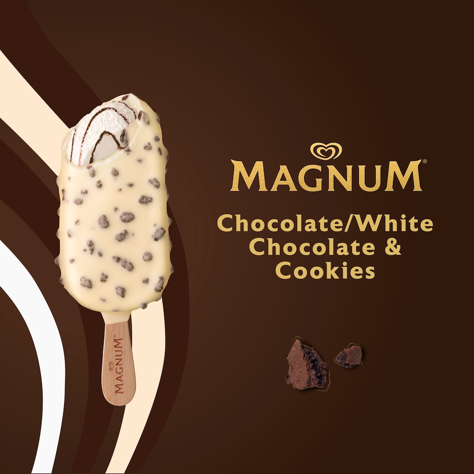 image 1 of MAGNUM MINI CHOCOLATE WHITE CHOCOLATE COOKIE ICE CREAM STICKS 6X55ML