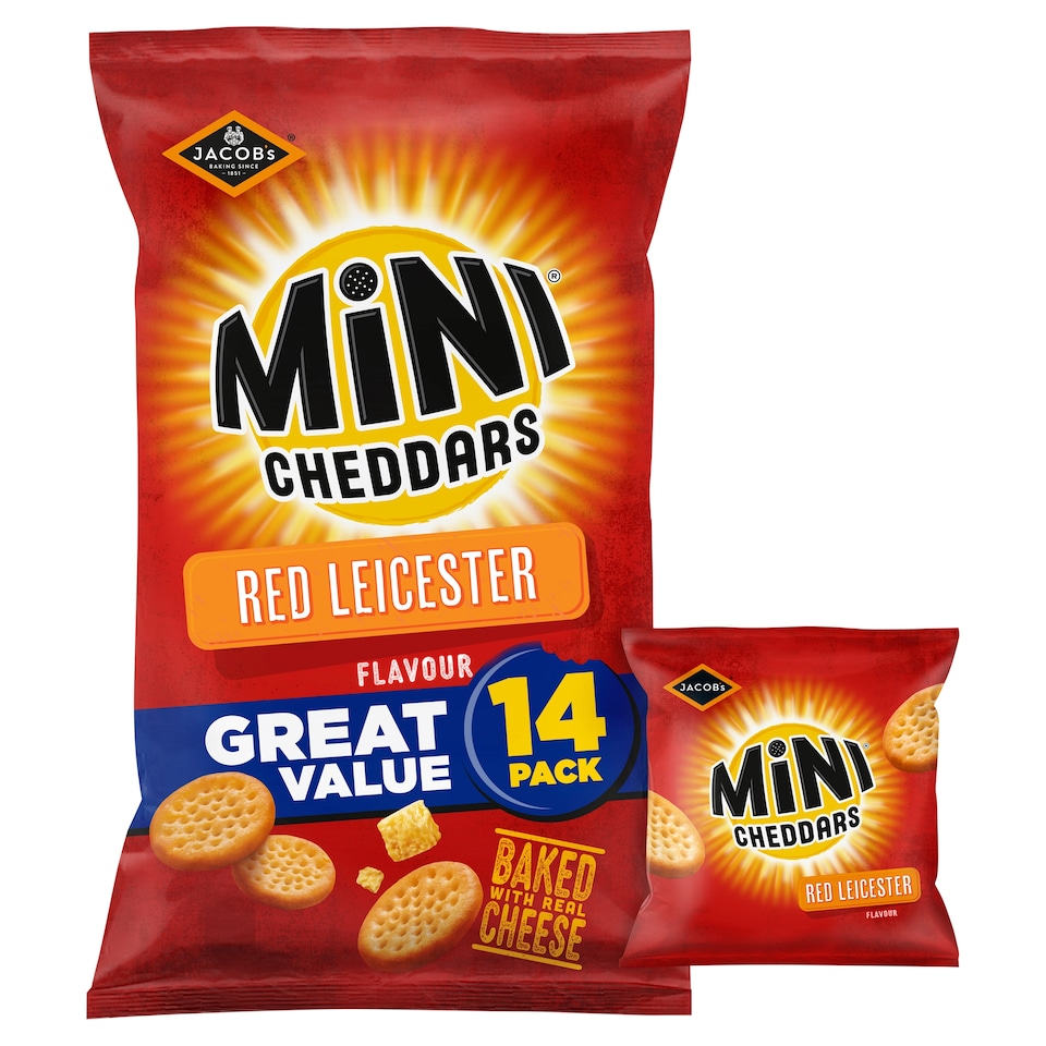Jacob's Mini Cheddars 14 Pack Red Leicester 322G