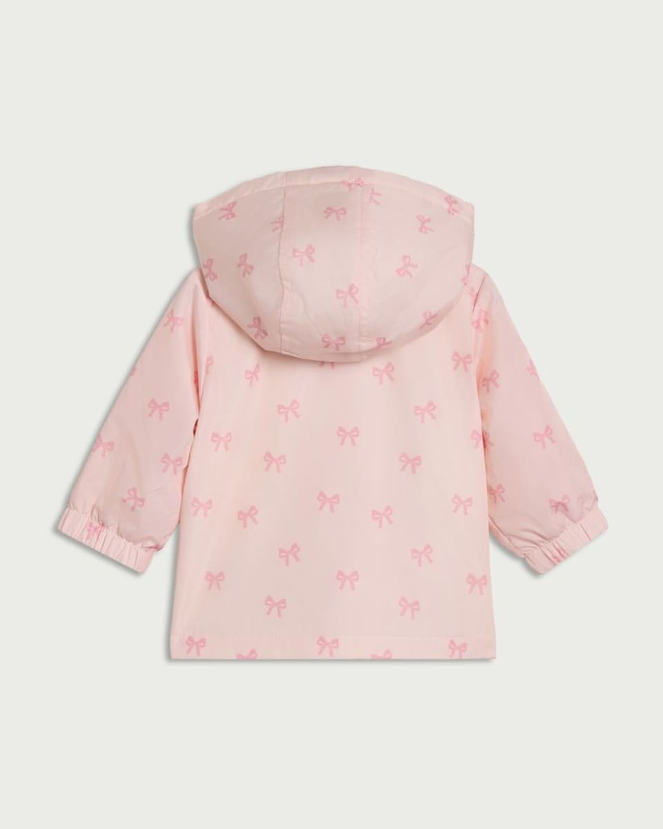 image 1 of F&F Baby Bow Print Shower Resistant Raincoat in Pink