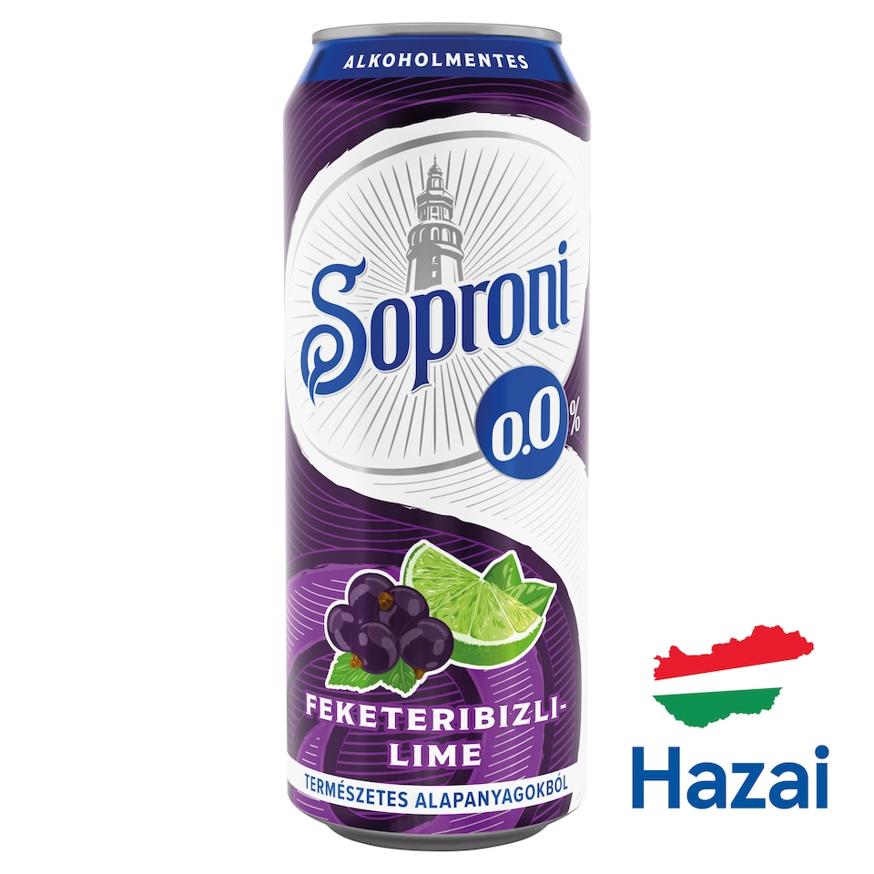 Soproni feketeribizli-lime-os alkoholmentes sörital 0,0% 500 ml