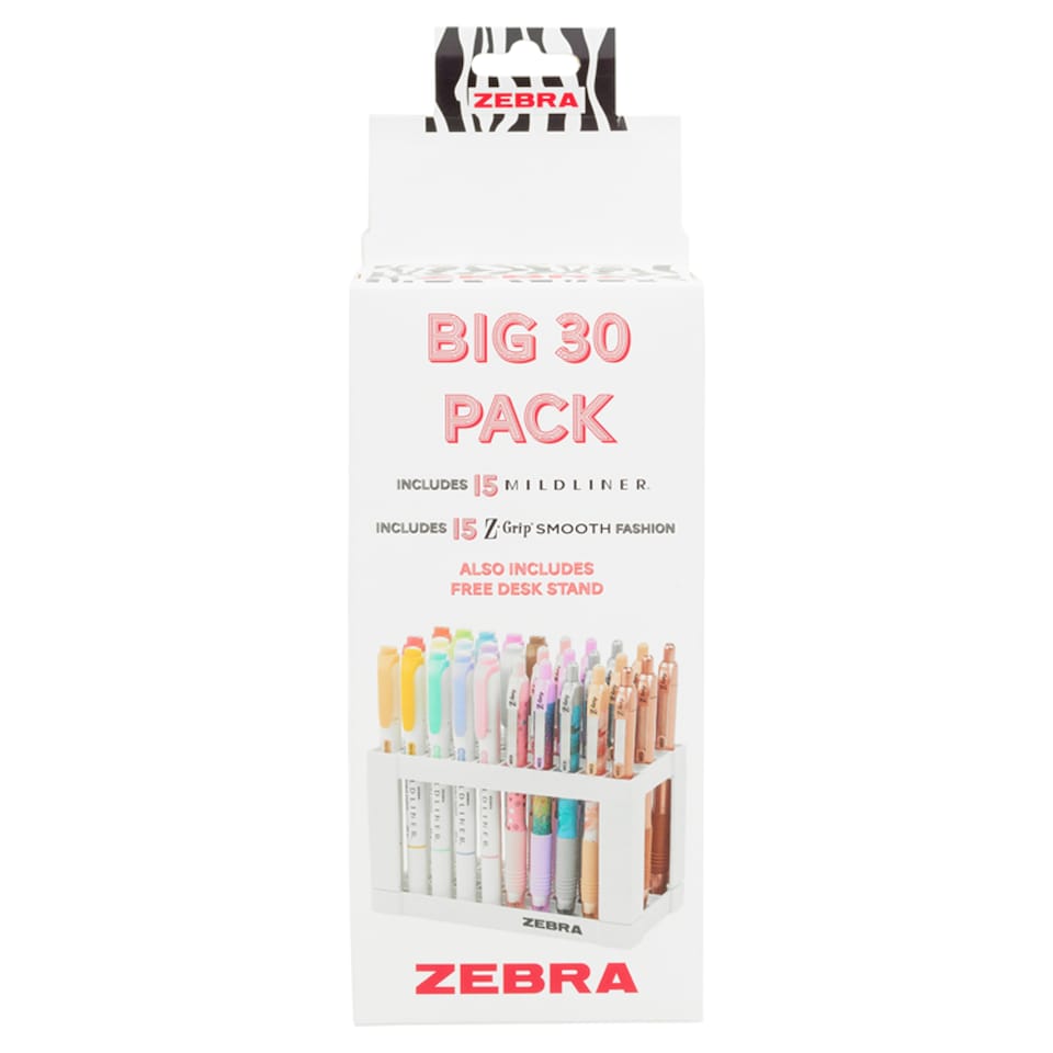 Zebra 30 Pens Stationery Set With Pen Holder