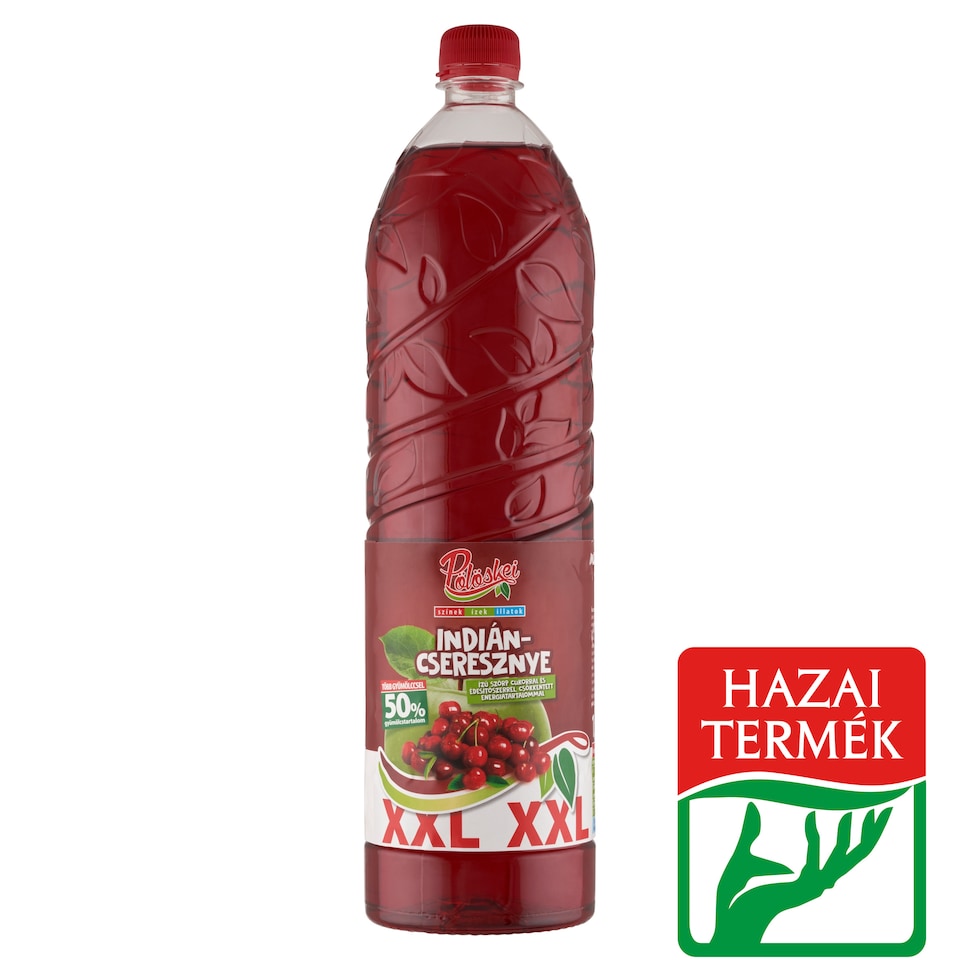 Pölöskei Indian Cherry Flavored Syrup with Reduced Energy Content with Sugar and Sweetener 1,5 l