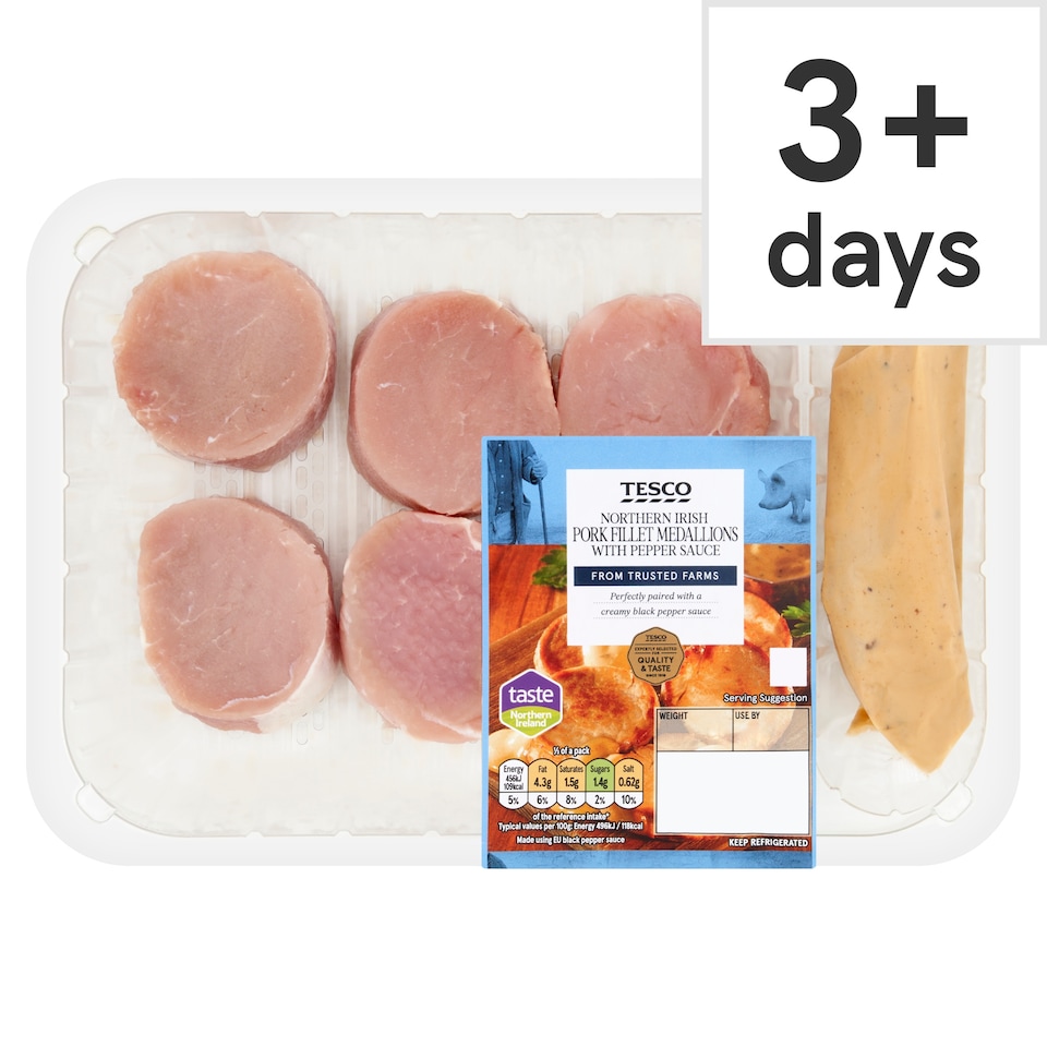 Tesco Northern Irish Pork Fillet Medallions with Pepper Sauce 390g
