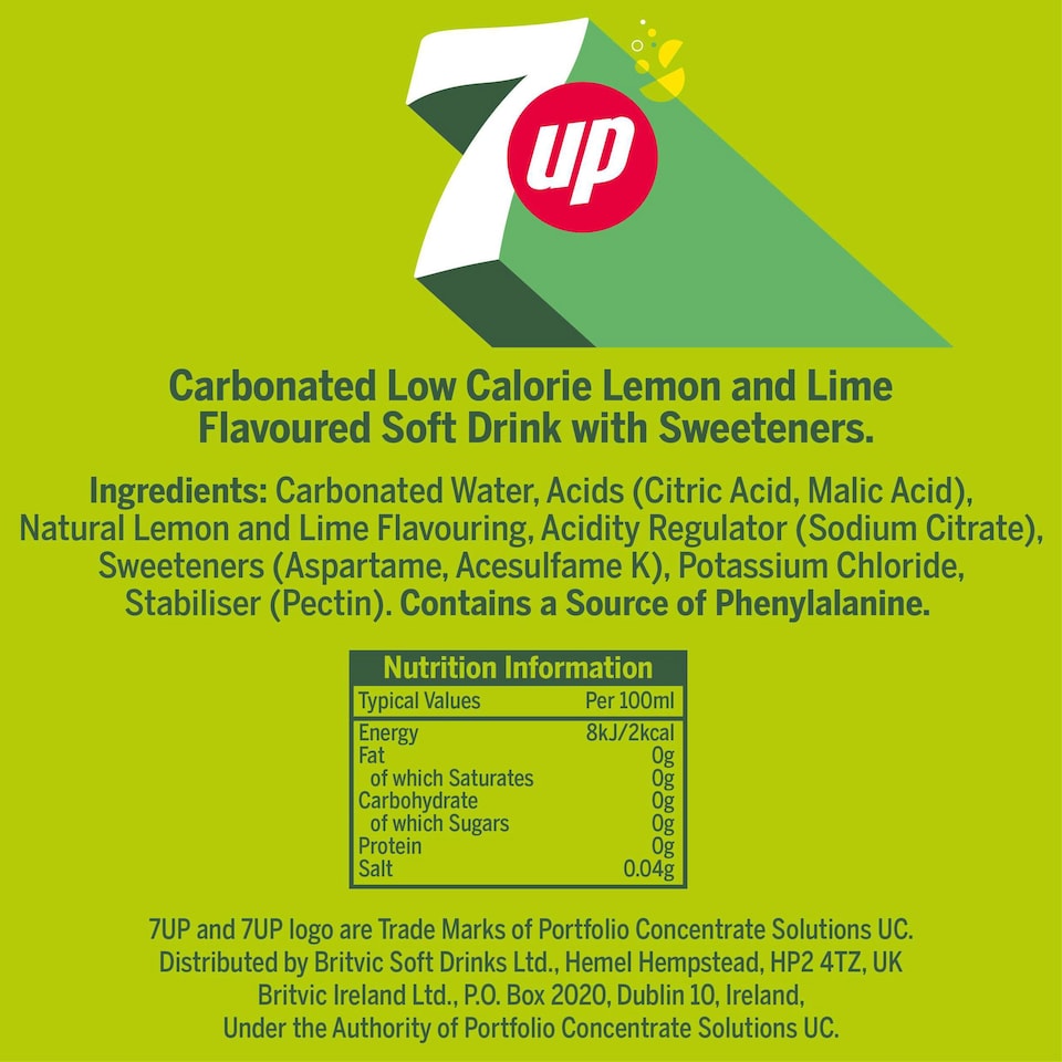 image 1 of 7UP Zero Sugar Lemon & Lime Cans 18 x 330ml
