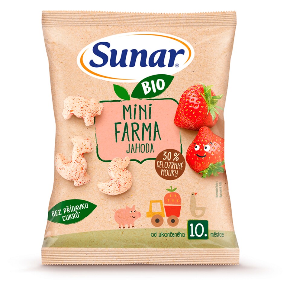 obrázok 1 z Sunar BIO detské chrumky mini farma jahoda 10m+, 18 g