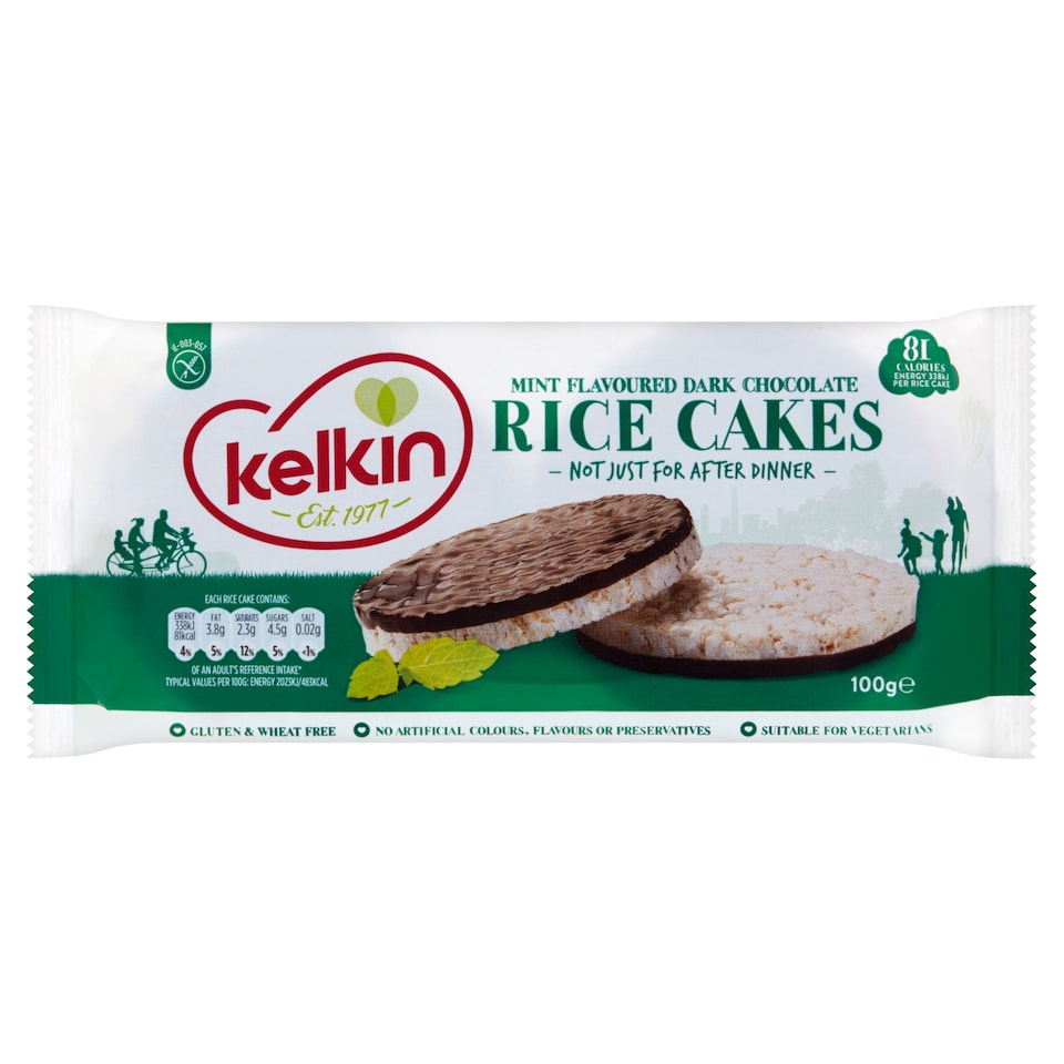 Kelkin Dark Mint Chocolate Rice Cakes 100G