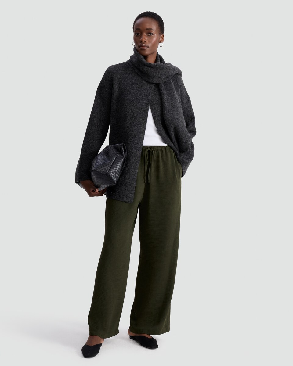 image 1 of F&F Wide Leg Drawstring Trousers in Olive