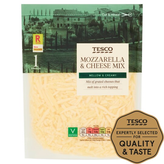 Tesco Grated Mozzarella & Cheese Mix 200G Tesco Groceries