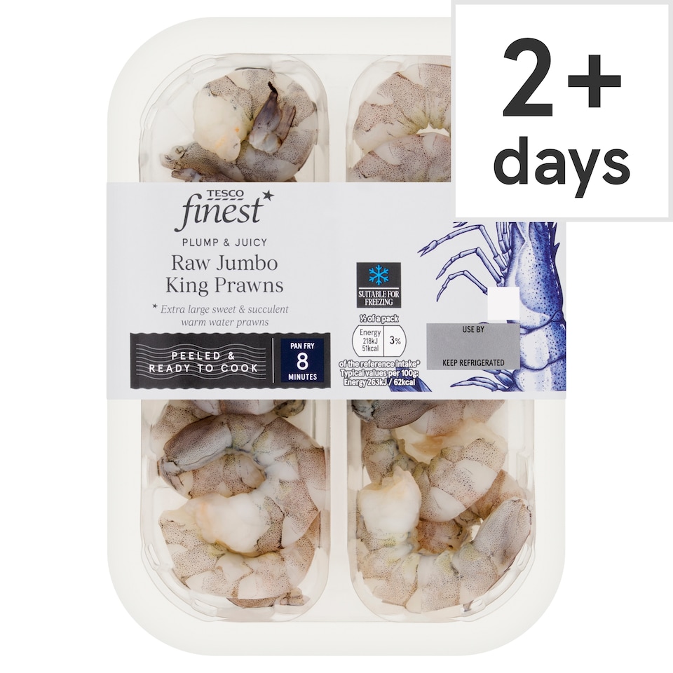 Tesco Finest Raw Jumbo King Prawns 165G