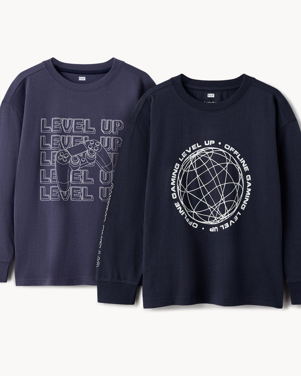 image 1 of F&F Boys 2-Pack Pure Cotton Gaming Pyjama Sets in Multi