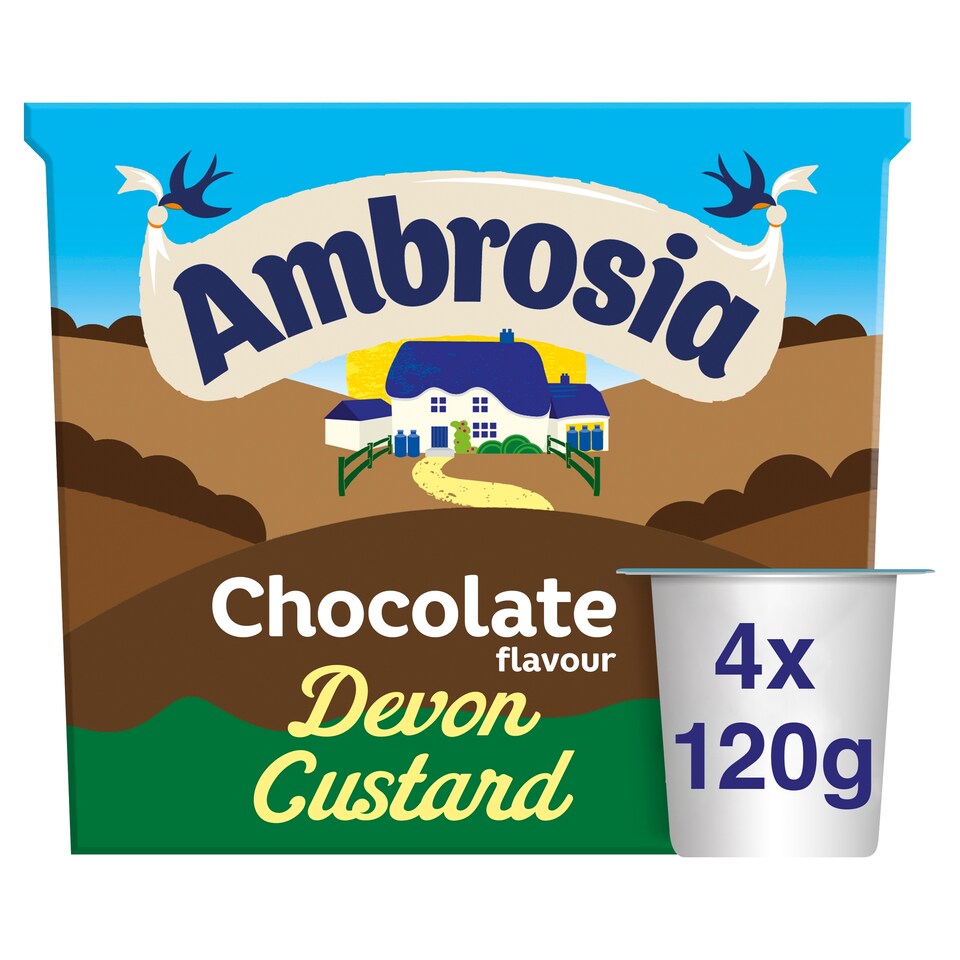 Ambrosia Chocolate Flavour Devon Custard 4X120g