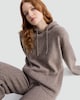 image 1 of F&F Knitted Drawstring Hooded Jumper with Wool in Mink