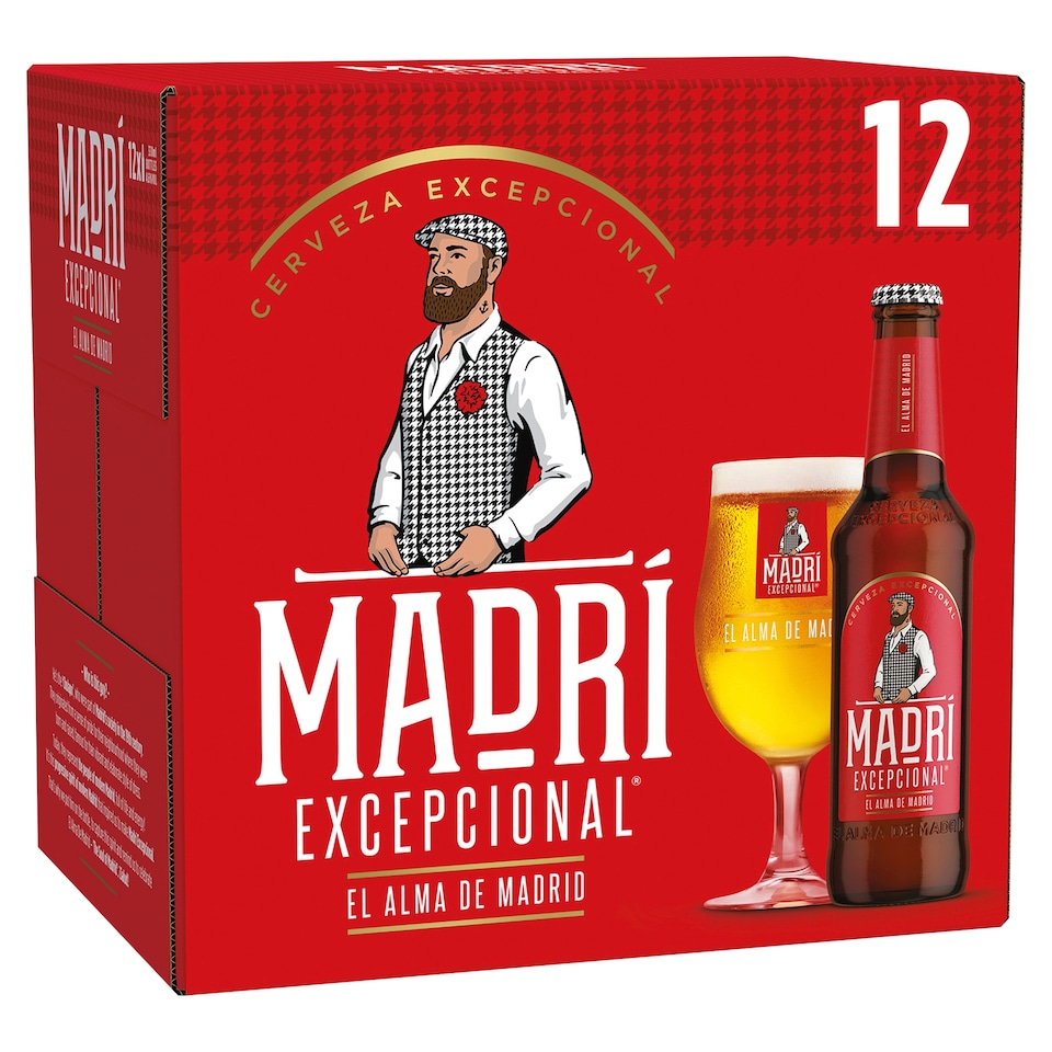 Madri Excepcional Premium Lager Beer Bottle 12 x 330ml