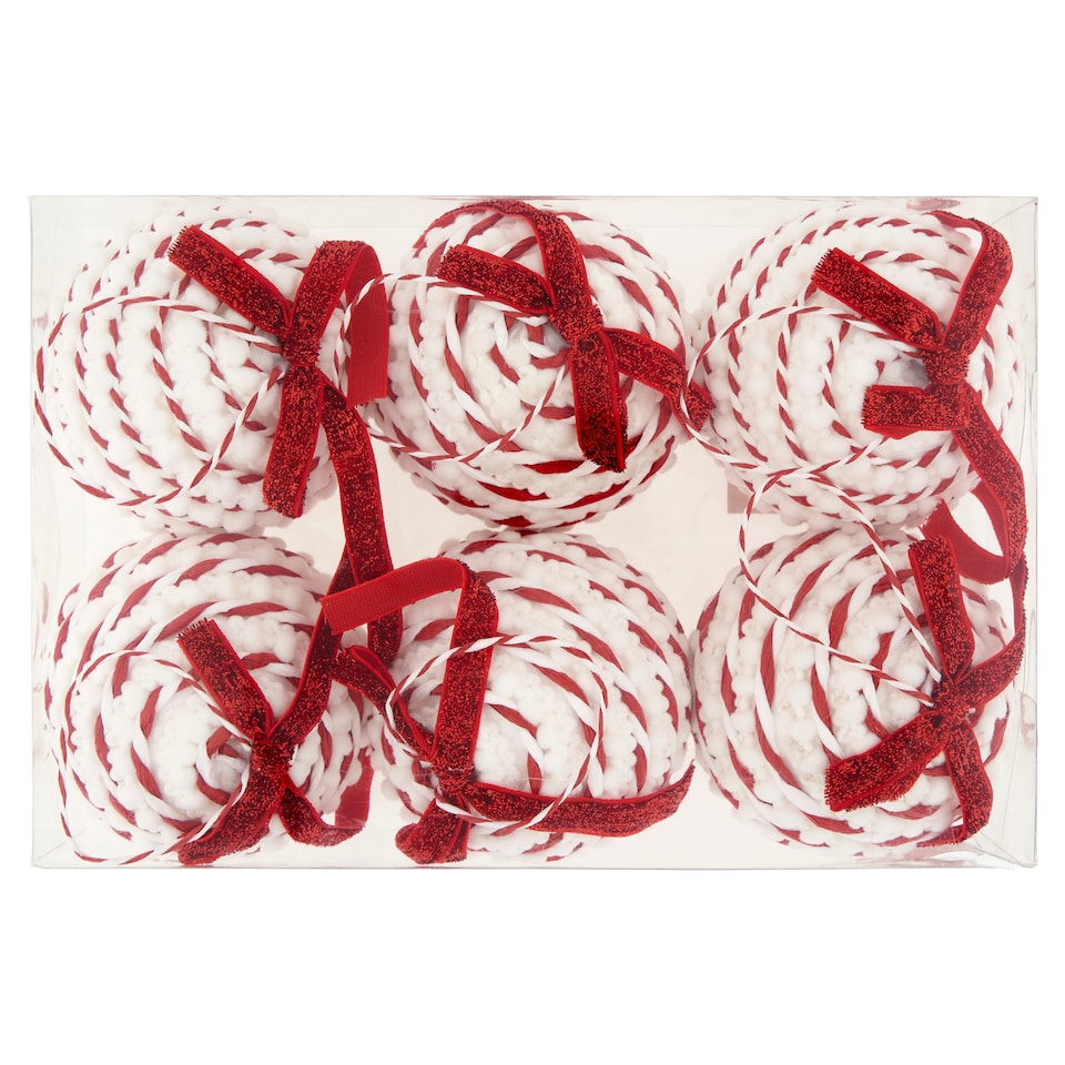 Mobil Digital White Candy Cane Baubles 8 cm 6 pcs