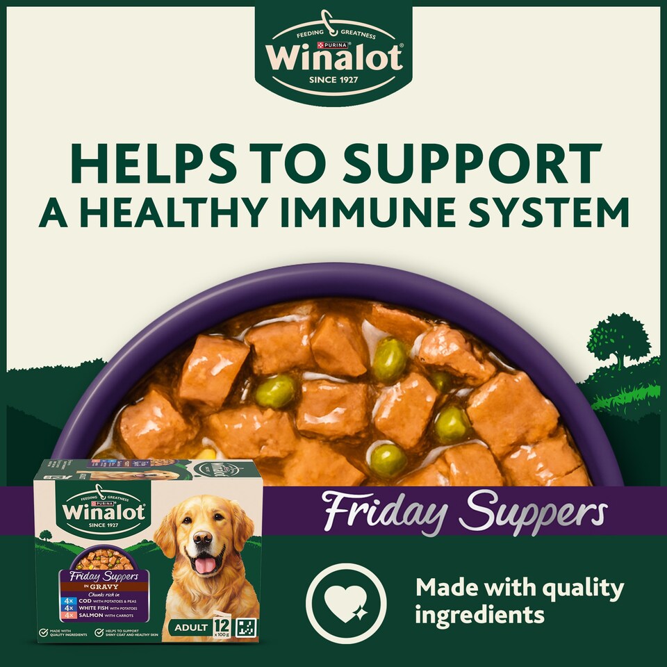 image 1 of WINALOT Friday Suppers Mixed Variety Fish in Gravy Wet Dog Food 12x100g