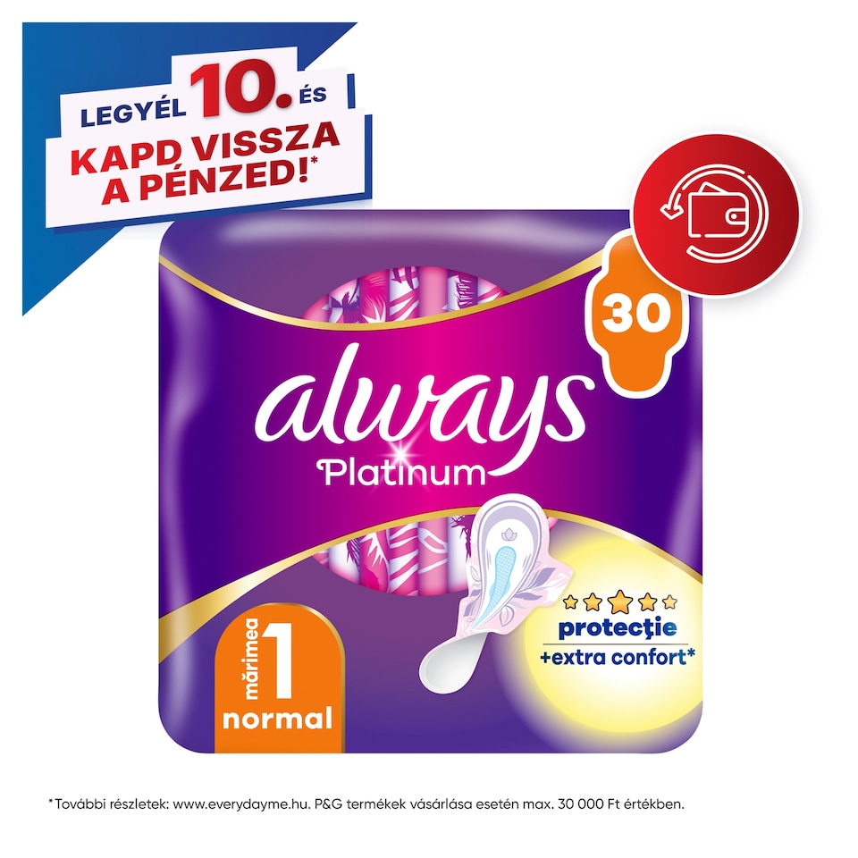 Always Platinum Normal Szárnyas Egészségügyi Betét, 30 db  1. kép