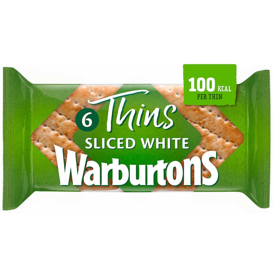image 1 of Warburtons White Sandwich Bread Thins 6 Pack