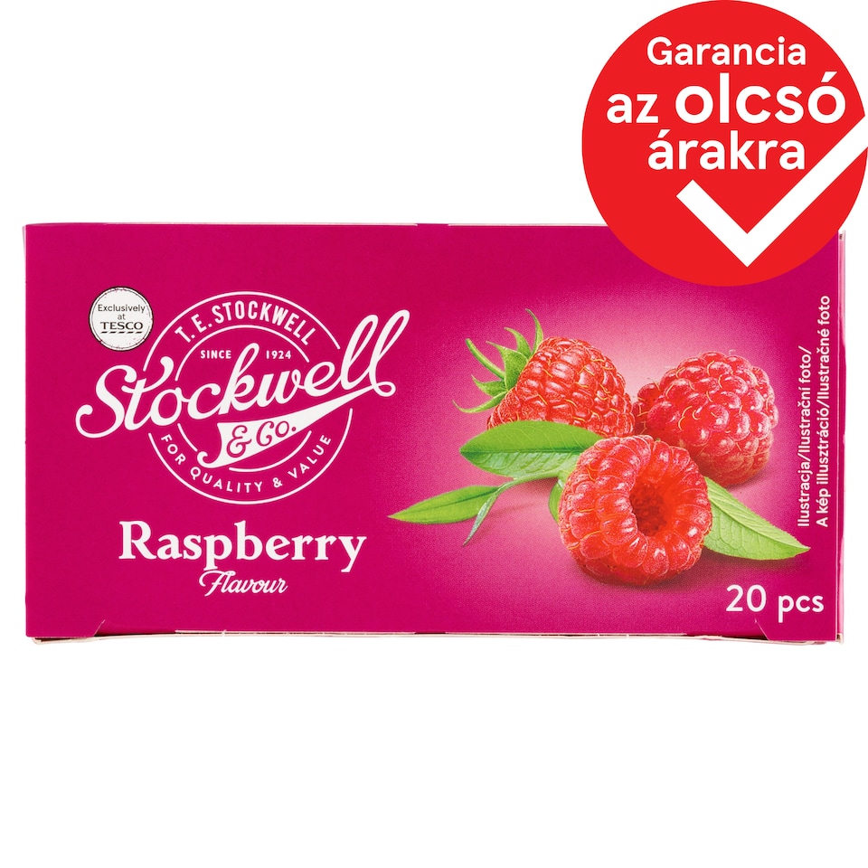 Stockwell & Co. aromatizált, filteres gyümölcstea málnával ízesítve 20 filter 40 g
