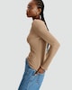 image 3 of F&F Ribbed Frill Accent Long Sleeved Top in Brown