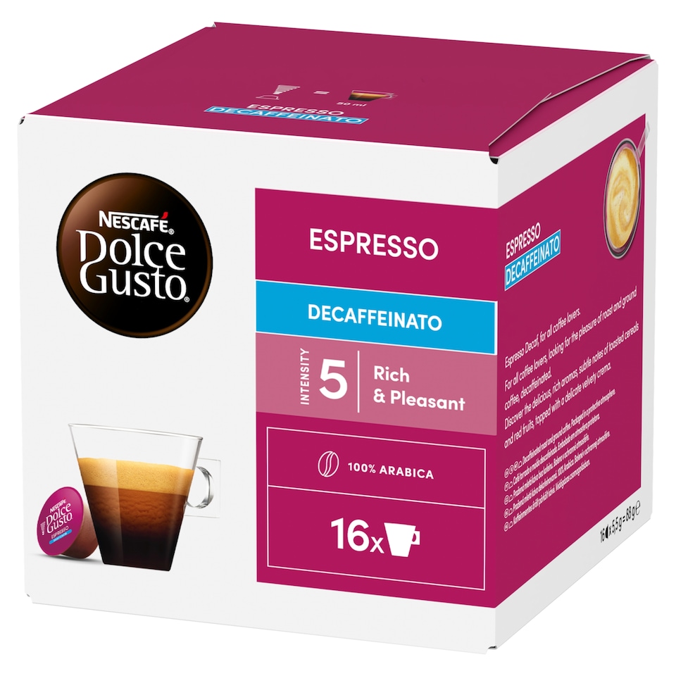 NESCAFÉ Dolce Gusto Espresso koffeinmentes őrölt pörkölt kávé kapszula 16 x 5,5 g (88 g)  1. kép