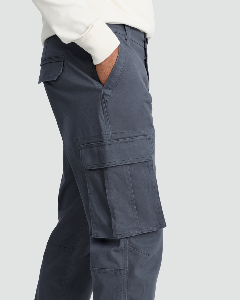 image 1 of F&F Cotton Rich Straight Leg Cargo Trousers in Grey