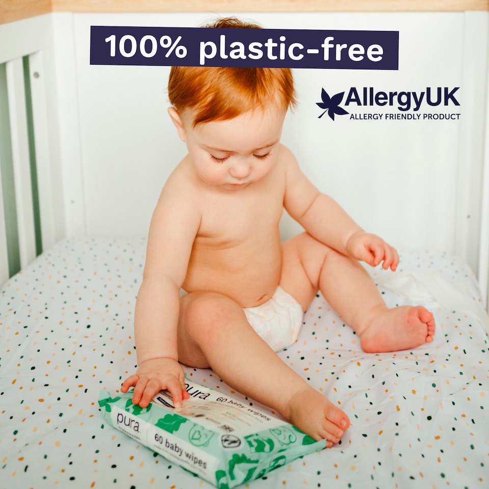 image 1 of Pura Plastic Free Baby Wipes 60pk
