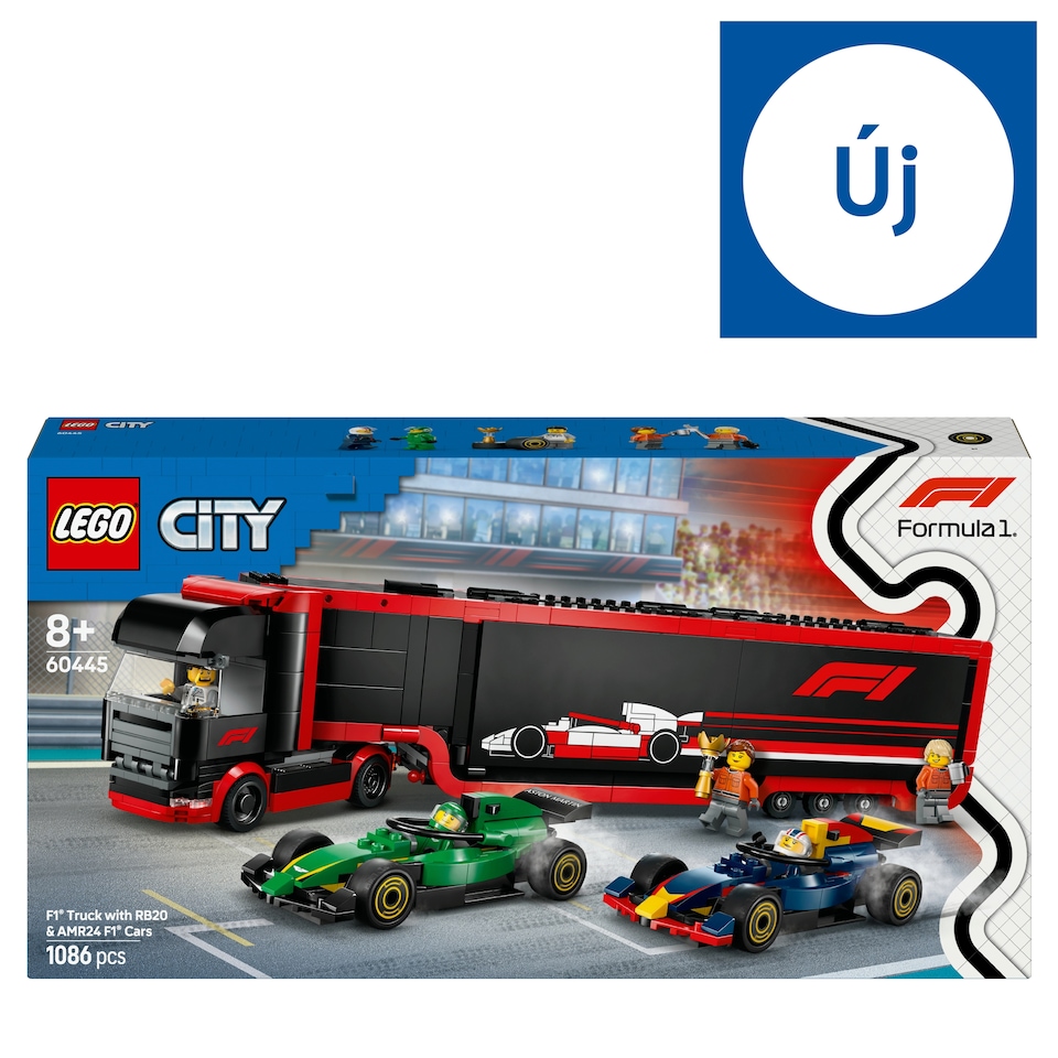 LEGO City 60445 F1-es kamion, RB20 és AMR24 F1-es autókkal  1. kép