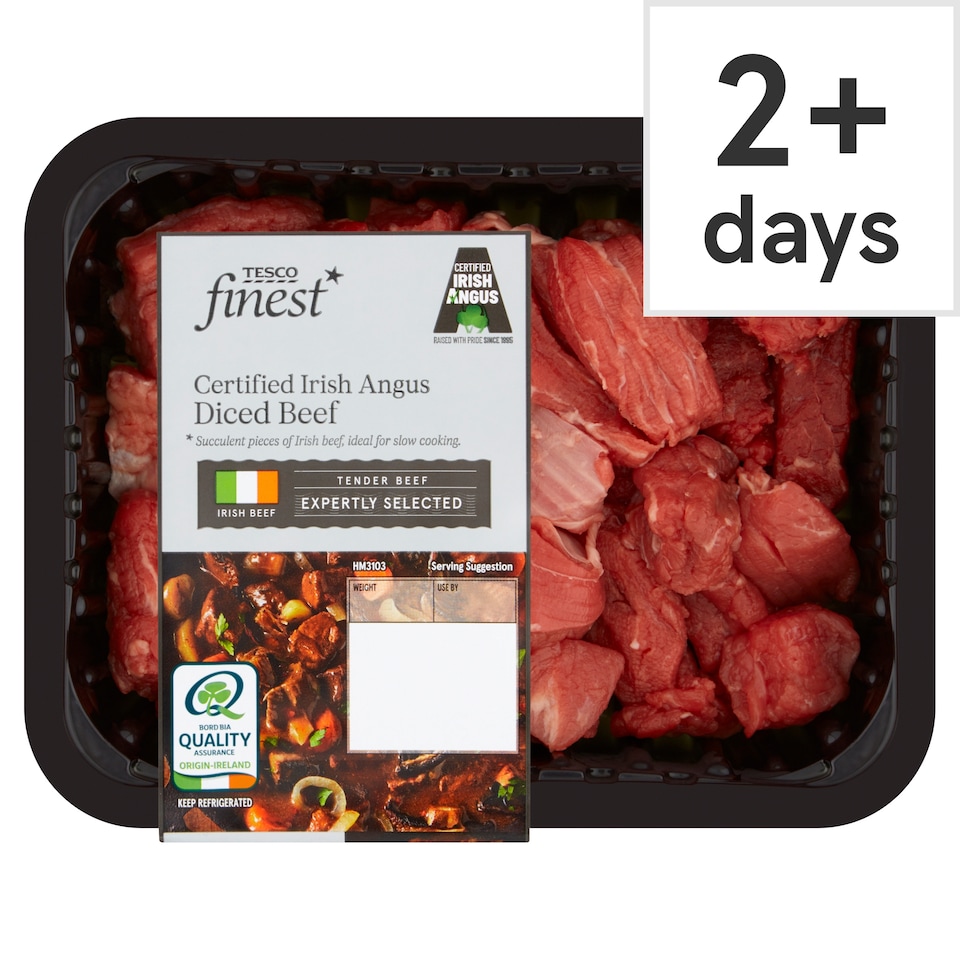 Tesco Finest Irish Angus Diced Beef 390G