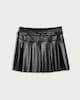 image 4 of OH ME OH MY Faux Leather Pleated Belted Skirt in Black