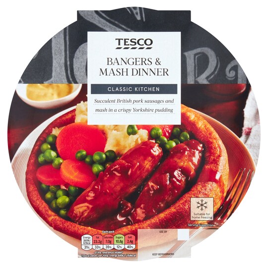 Tesco Bangers & Mash In Yorkshire Pudding 440G Tesco Groceries