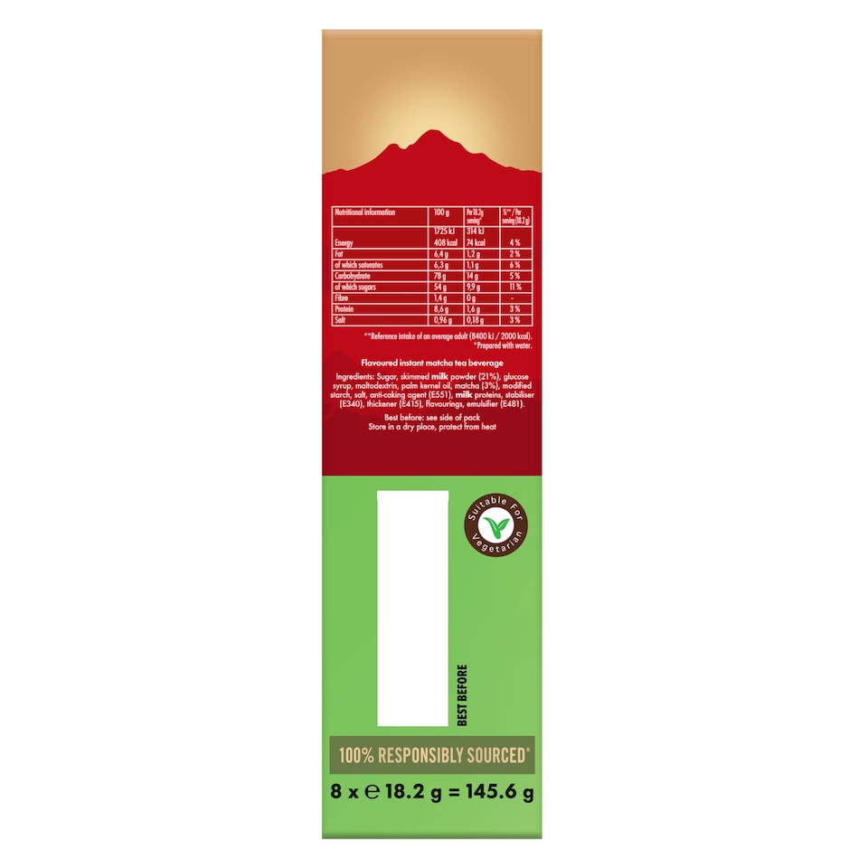 image 1 of Kenco Iced or Hot Strawberry Macha Latte 8 pack 145.6G