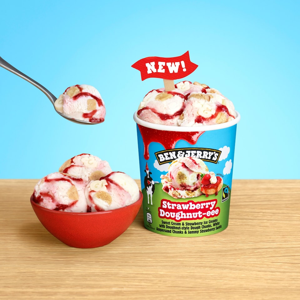 image 1 of Ben & Jerry's Strawberry Doughnut-eee Ice Cream Tub 465ml