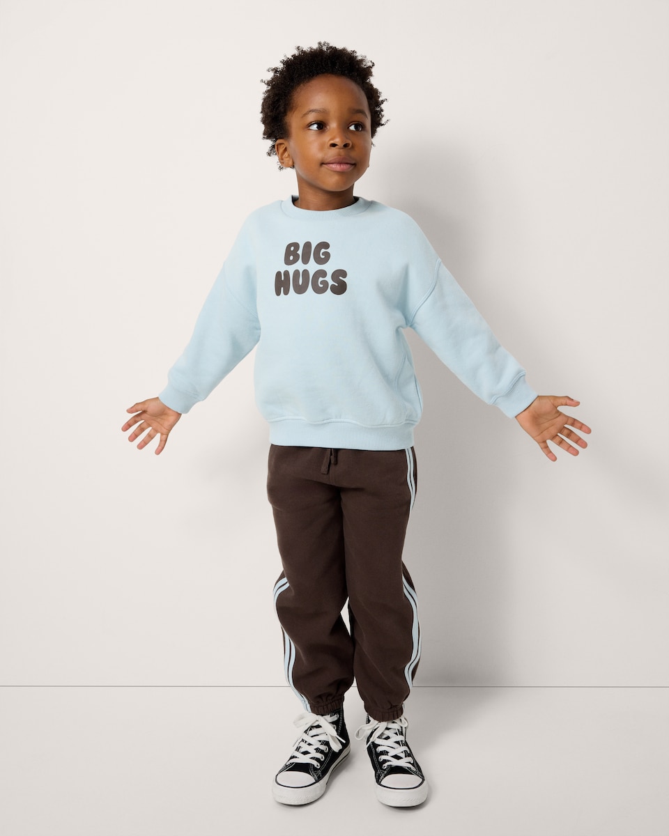 image 1 of F&F Boys 2-Pack Slogan Sweatshirt and Joggers Set in Chocolate