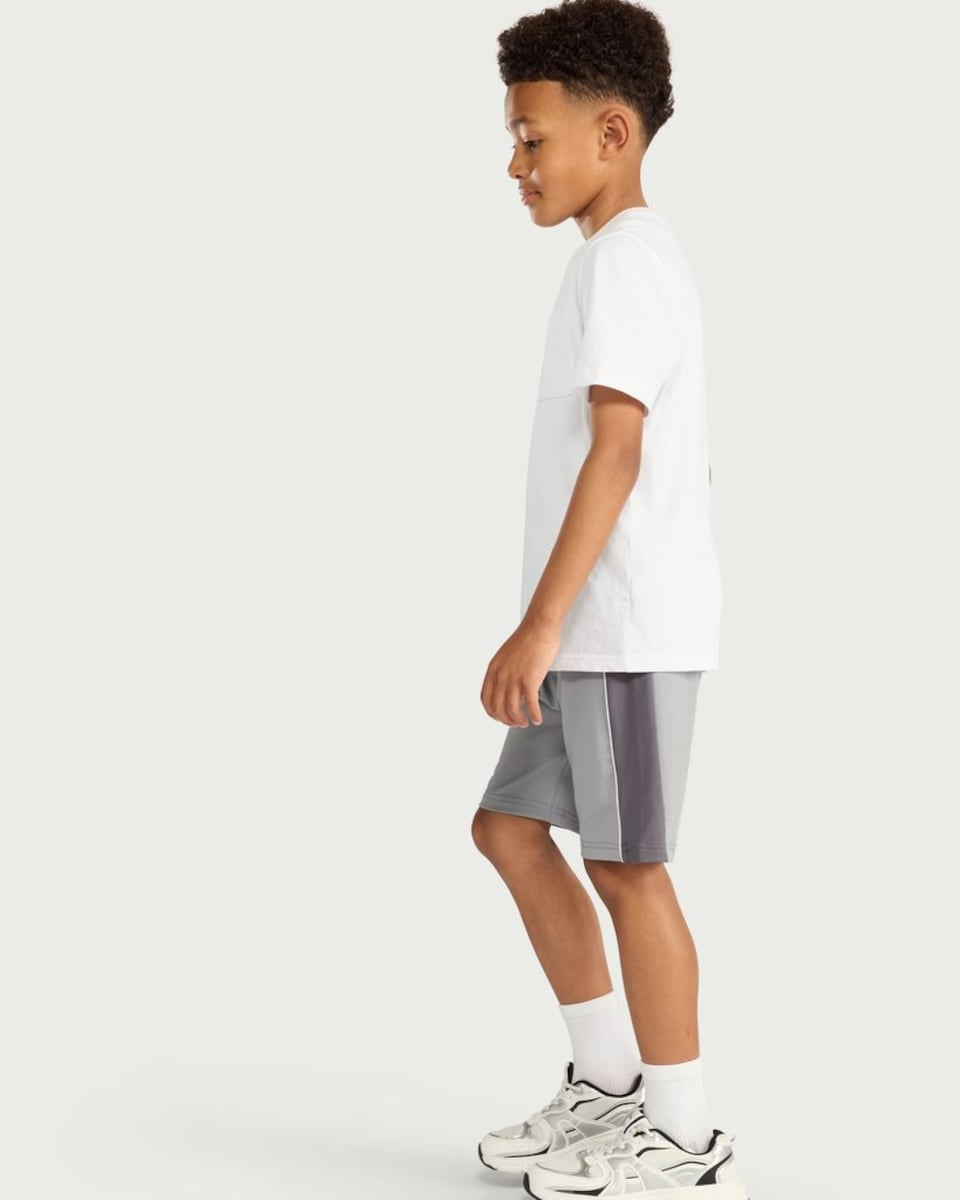 image 1 of F&F Active ULTRAMOVE Boys Side Stripe Shorts in Grey
