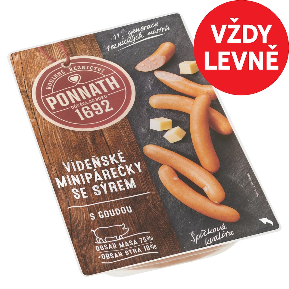 Ponnath Vienna Mini Sausages with Cheese 200g