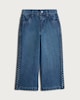image 4 of F&F Girls Pure Cotton Braided Side Wide Leg Jeans in Blue