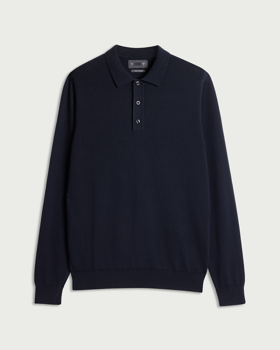 image 1 of F&F Pure Cotton Polo Knit Jumper in Navy