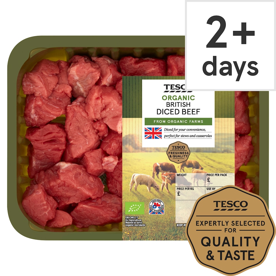 Tesco Organic Diced Beef 400G