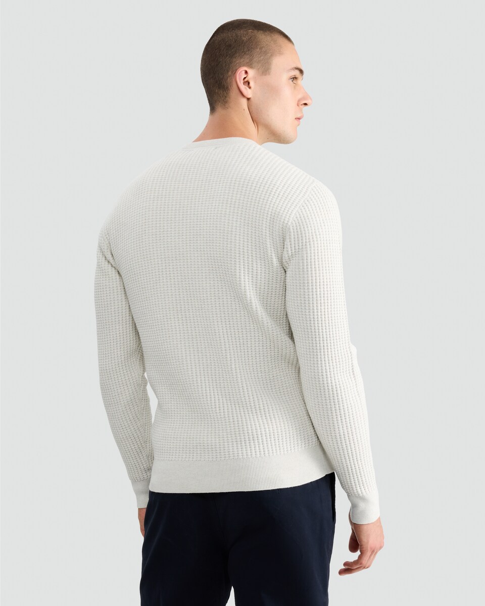 image 1 of F&F Waffle Knit Crew Neck Jumper with Wool in Cream