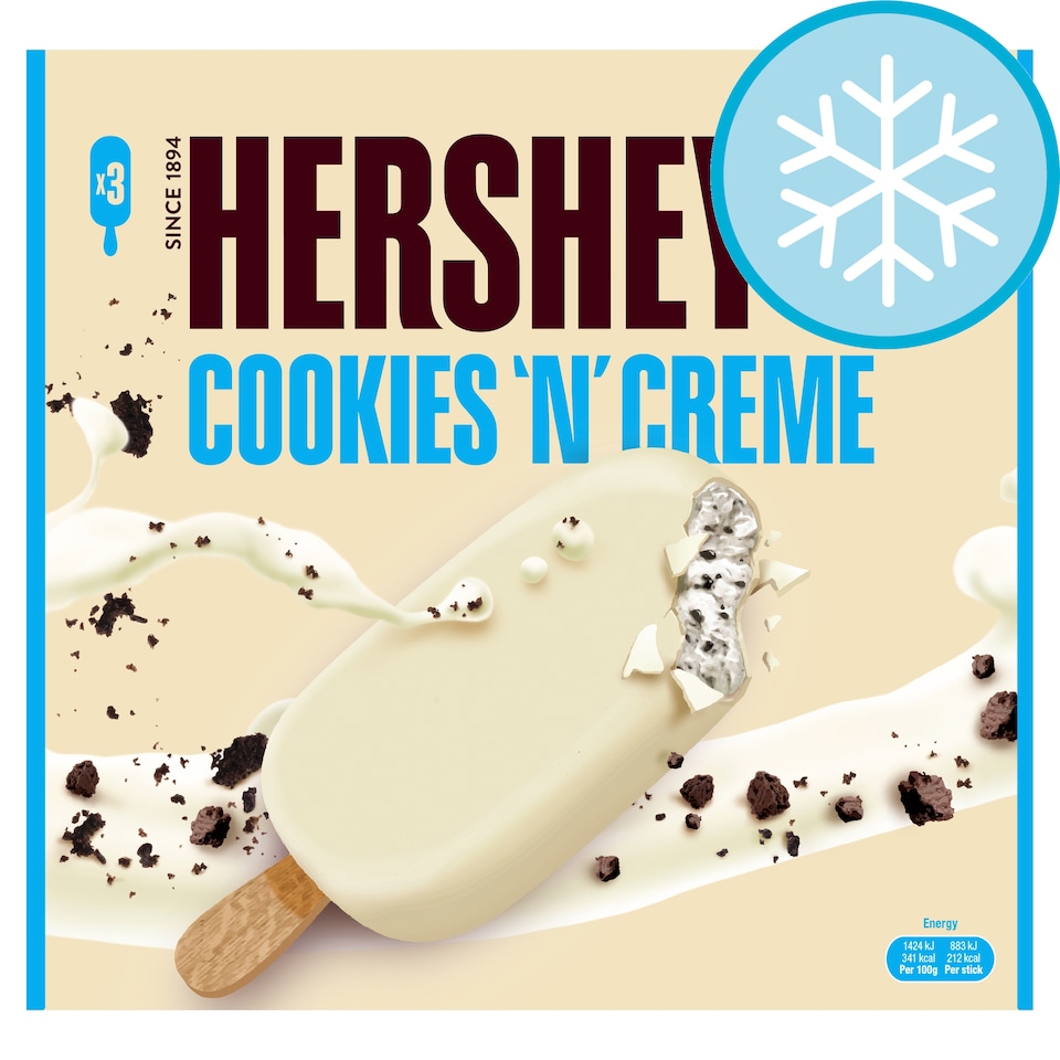 Hershey's Ckies 'N' Cream 3X90ml Ice Cream
