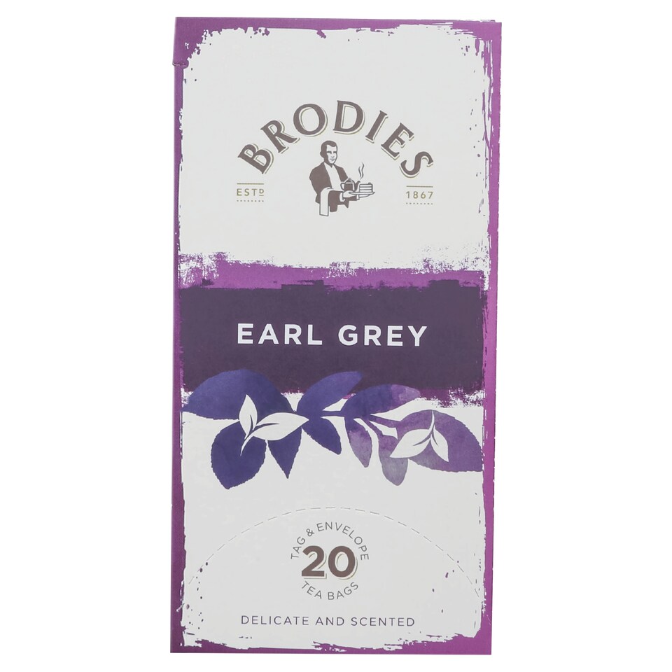 Brodies 20 Earl Grey Tag & Envelope Tea Bags 40g