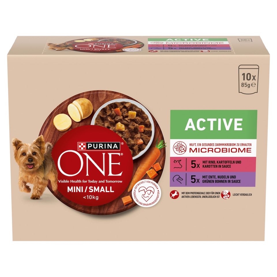 obrázok 1 z Purina ONE Mini Dog Active kapsičky pre psov hovädzie, kačka v šťave 10 x 85 g