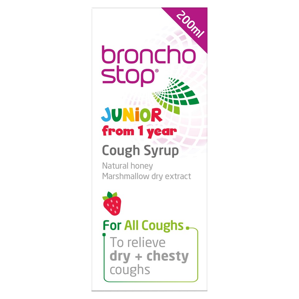image 1 of Bronchostop Junior Cough Syrup - Natural Honey, Marshmallow Extract 1 Year+