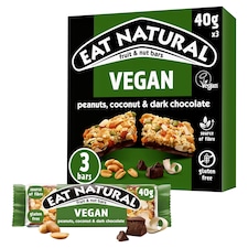 Eat Natural Fruit & Nut Vegan Peanuts Coconut & Dark Chocolate 40g X 3