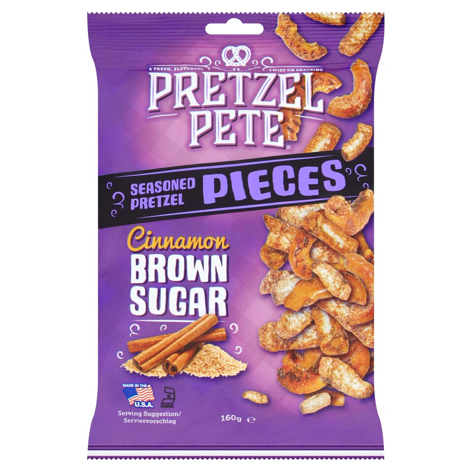 Pretzel Pete seasoned Pretzel Pieces Cinnamon Brown sugar 160G