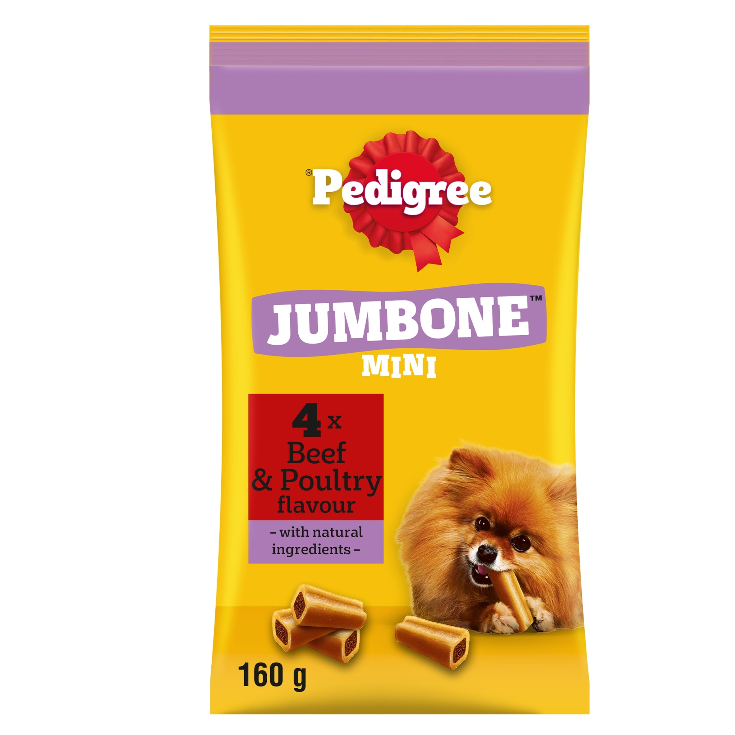 Pedigree Jumbone Mini Small Dog Treats Beef & Poultry 160G